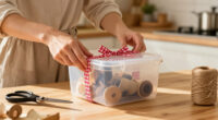 She Transforms A Plastic Container Into Rustic Storage With A Cute Dollar Tree DIY