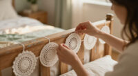 She Uses Doilies To Decorate A Headboard With Vintage Charm