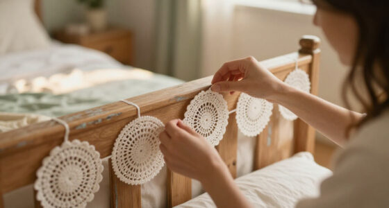 She Uses Doilies To Decorate A Headboard With Vintage Charm